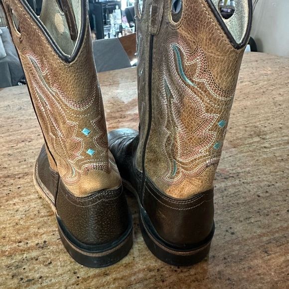 Old west cowboy boots sz 20 big kids 2/3 leather - Picture 3 of 6
